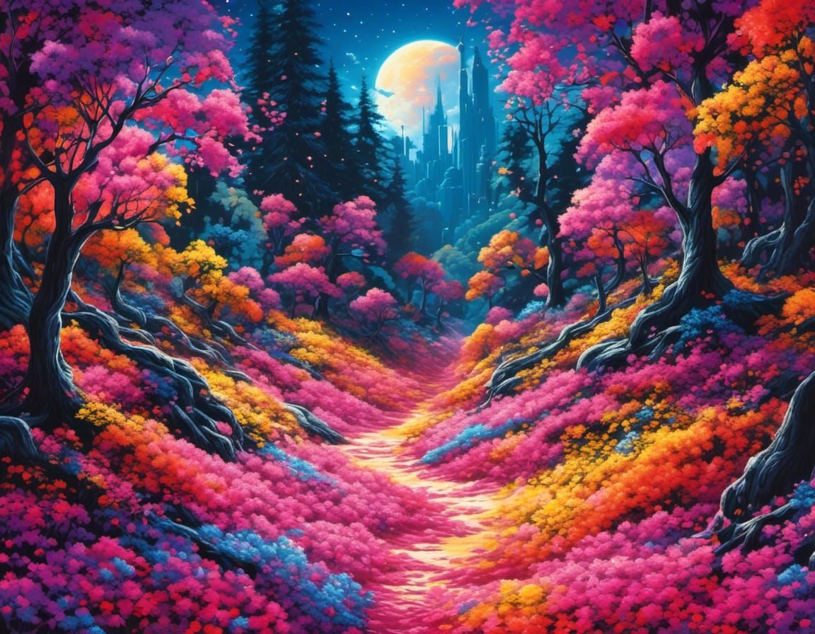 Candy Meadow Landscape with Chocolate River