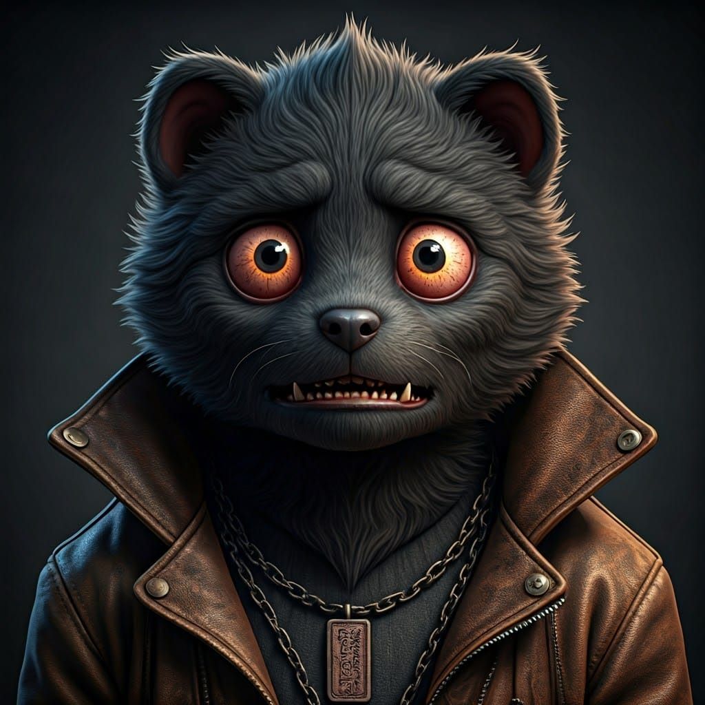 Gothic Furry Creature Portrait in Dark, Textured Style