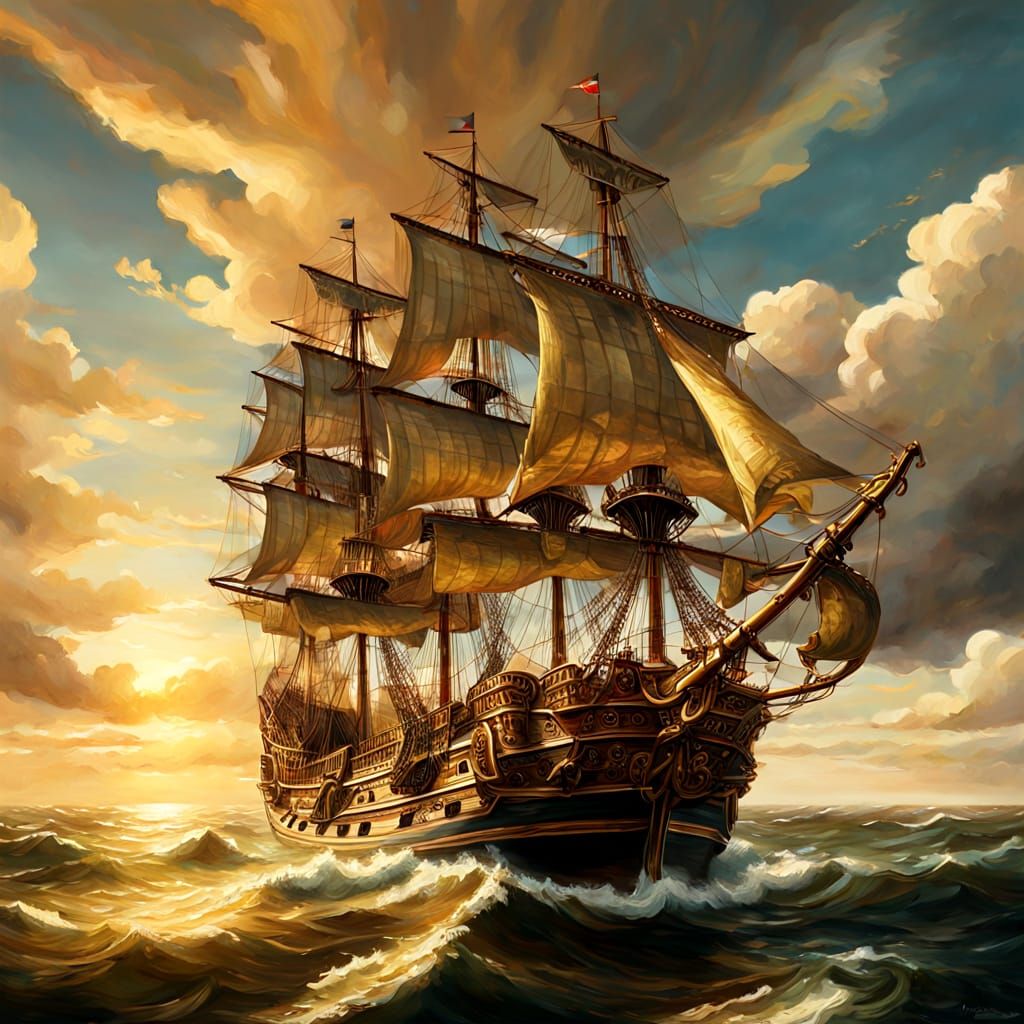 Spanish Galleon in Baroque Maritime Style