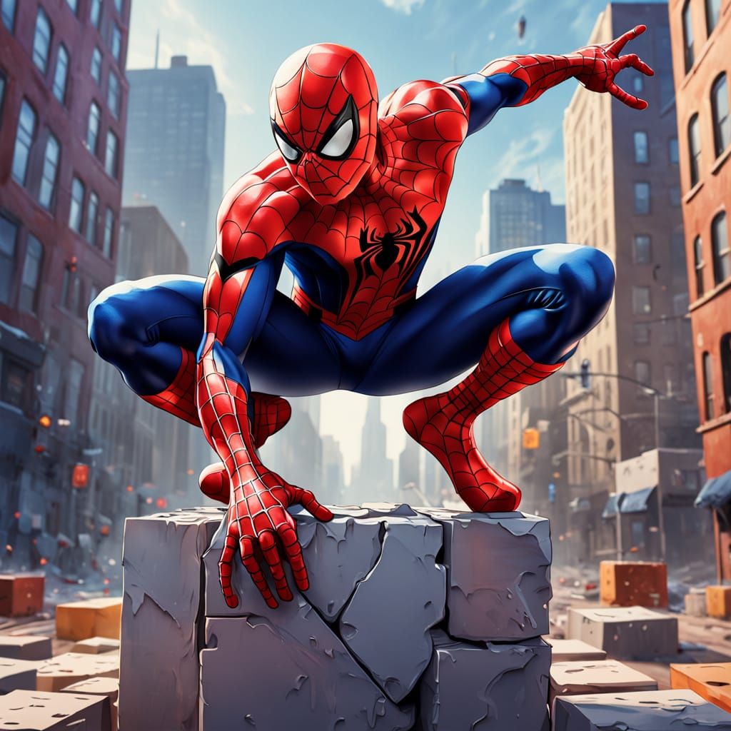 Spiderman in Whimsical Watercolor, 3D Cartoon Style