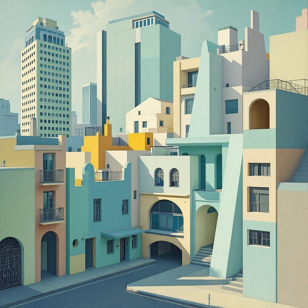 Montevideo Old Town in Art Deco Style