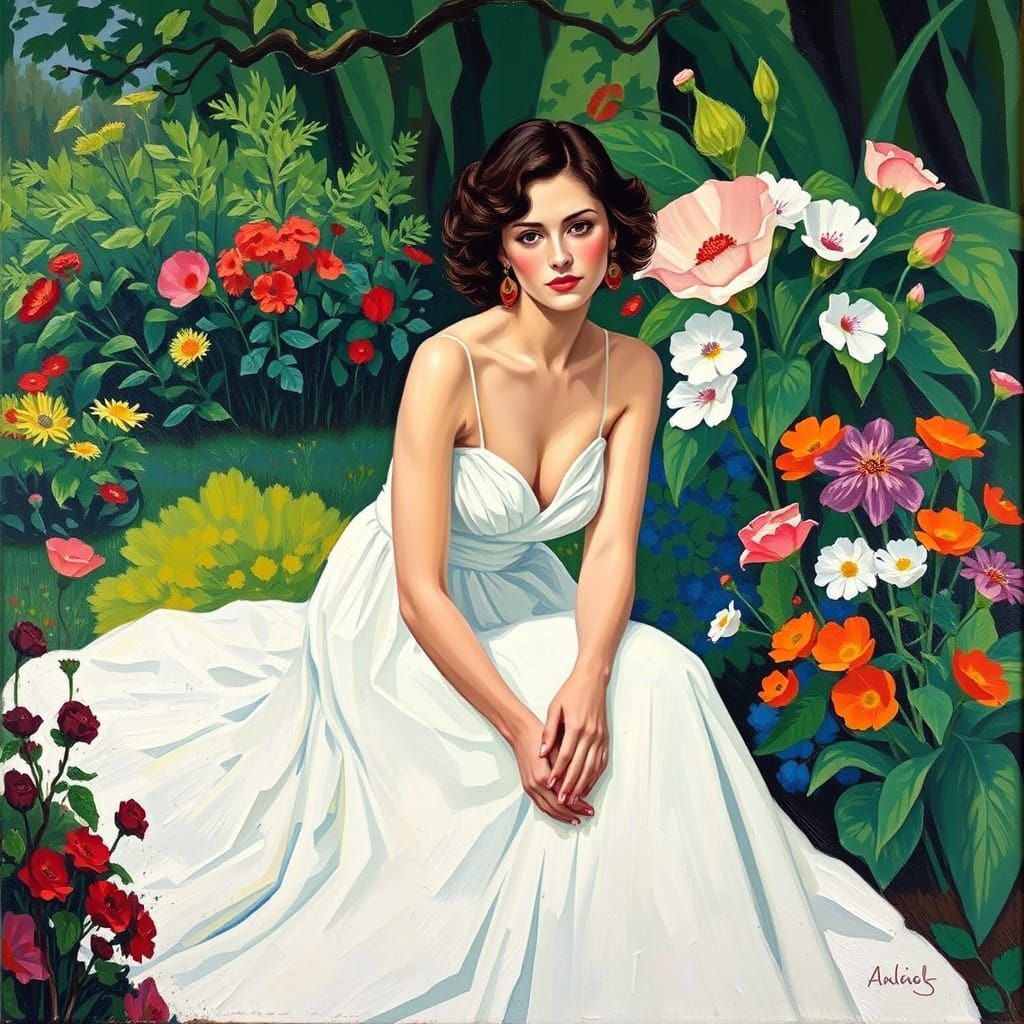 Woman in Fauvist Garden, Inspired by Matisse
