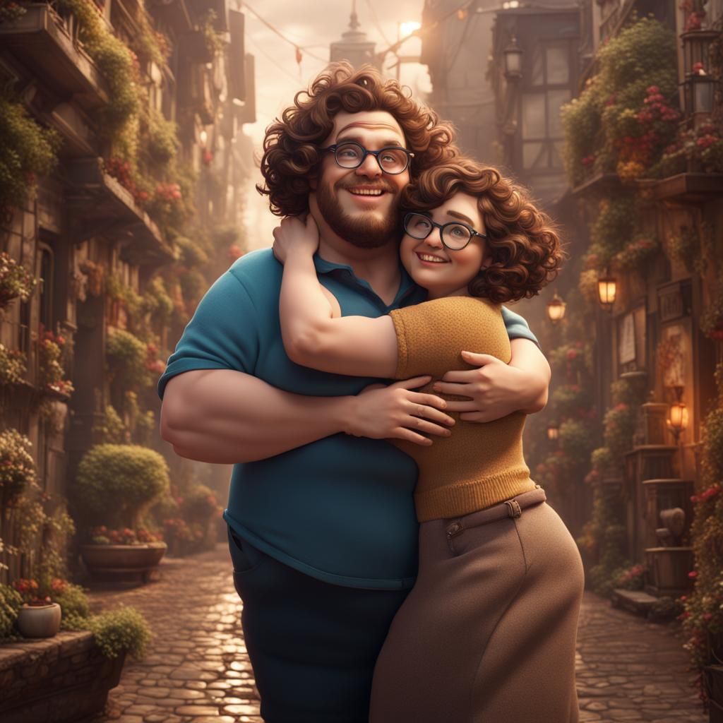 Smiling Couple Embrace in Detailed Fantasy Art