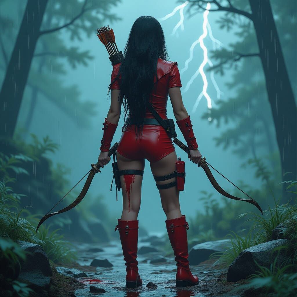 Victorian Huntress in Misty Forest, Concept Art