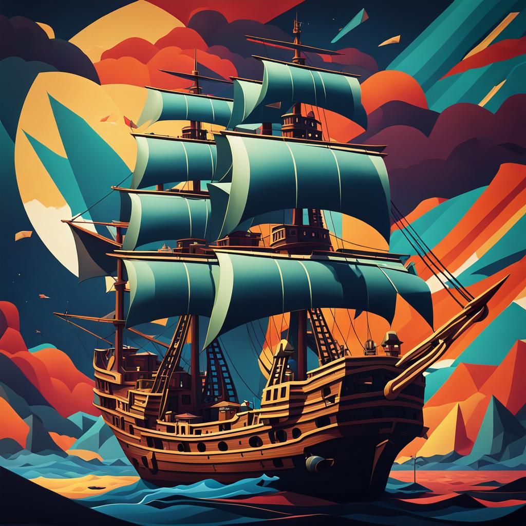 Pirate Ships Clash in Detailed Fantasy Concept Art