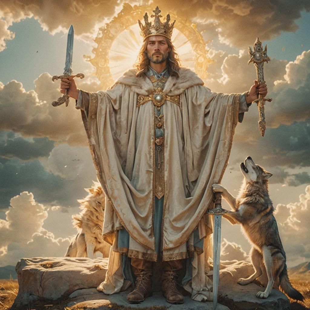 Ethereal Crown and Wolf in Soft Focus Fantasy Art