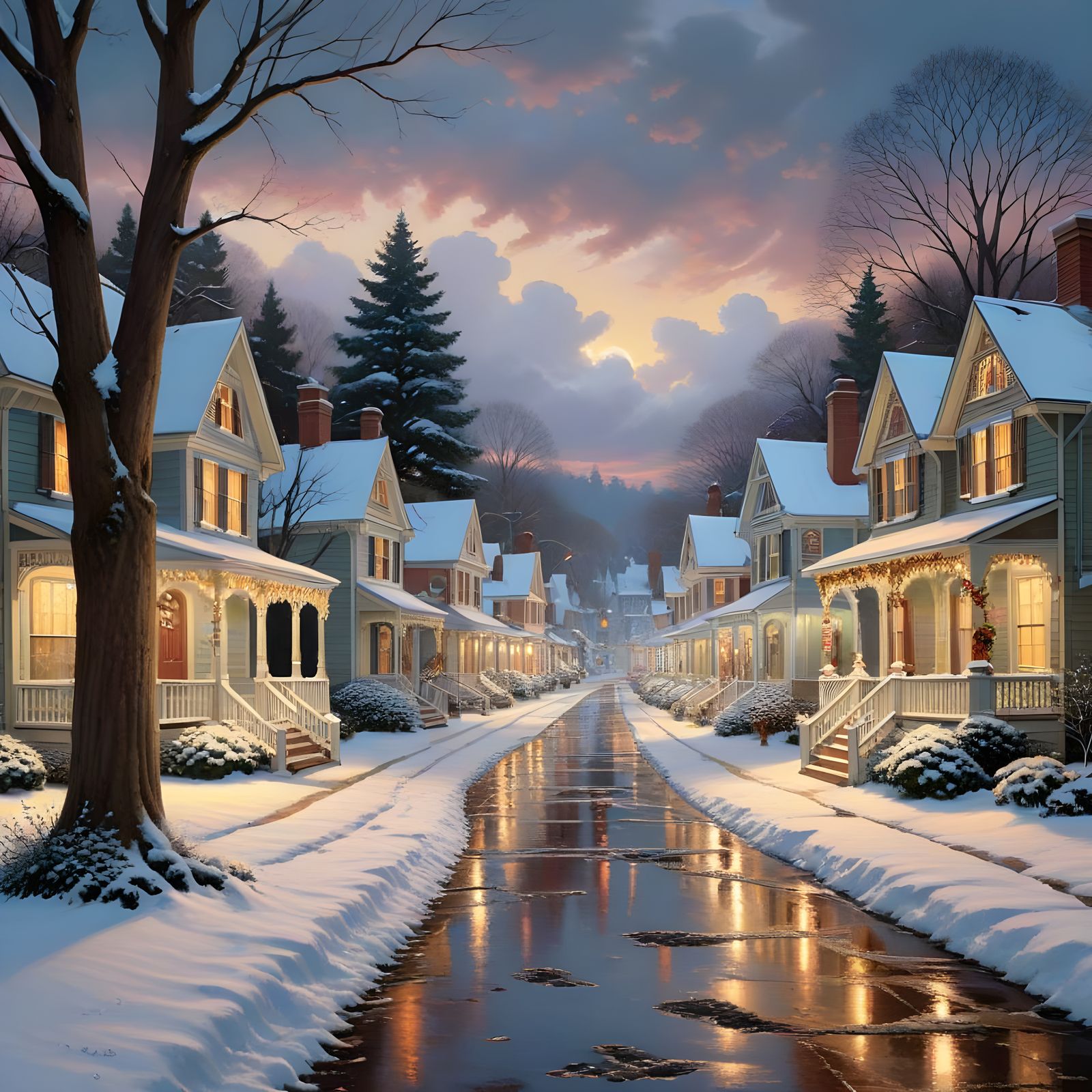 Winter Wonderland Scenes in Vibrant Street Art