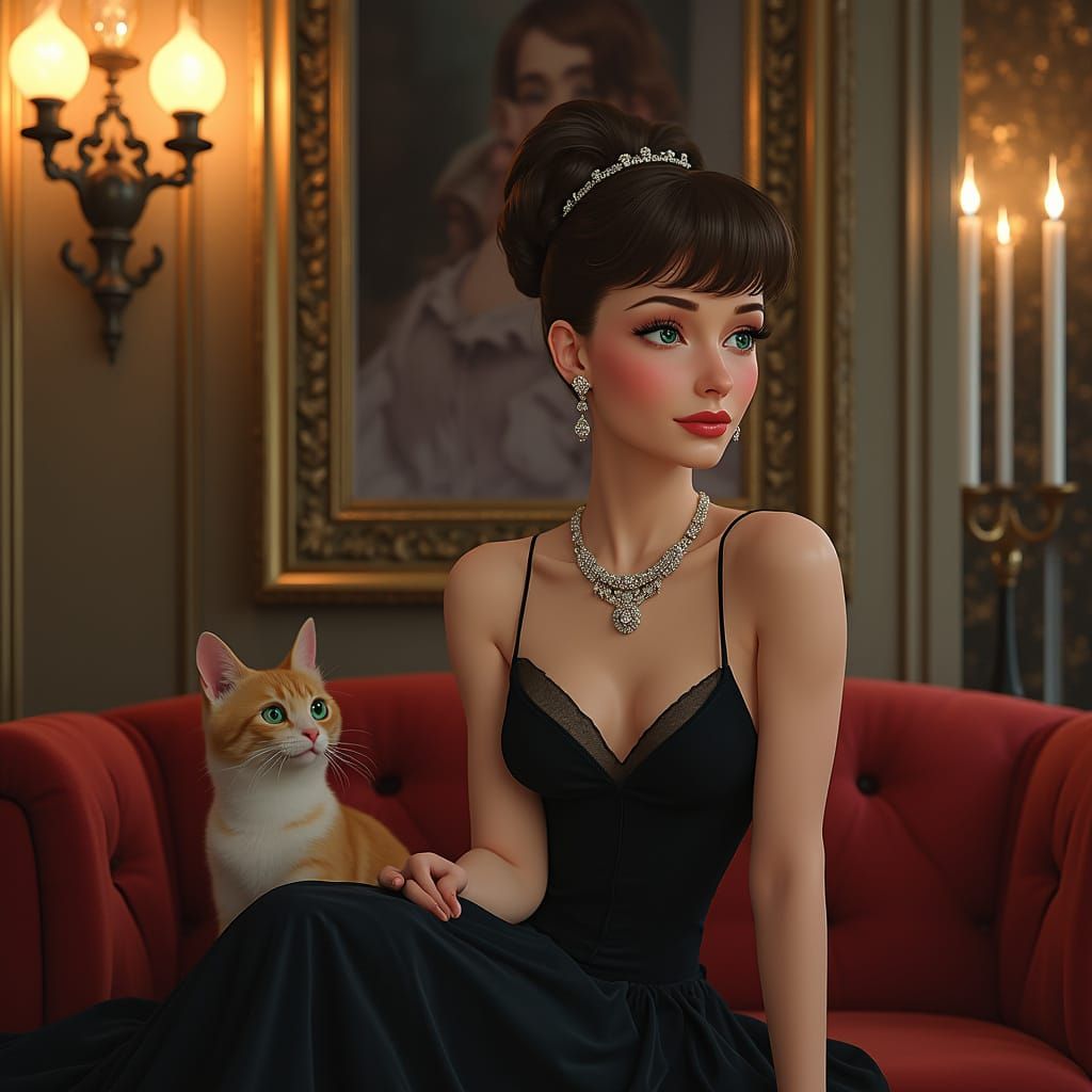 Sophisticated Audrey Hepburn Portrait in Conceptual Art Styl...