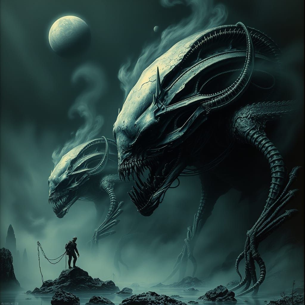 Biomechanical Landscape in Dark Surreal Style