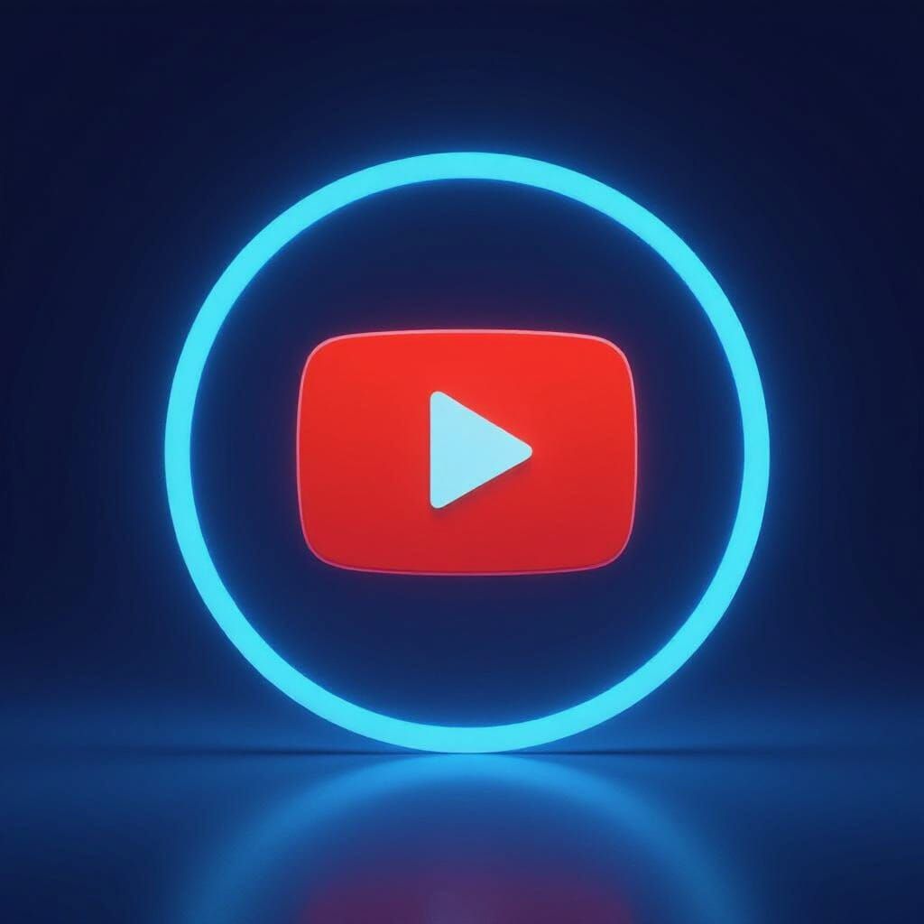 Minimalist Blue YouTube Logo in Digital Art Style