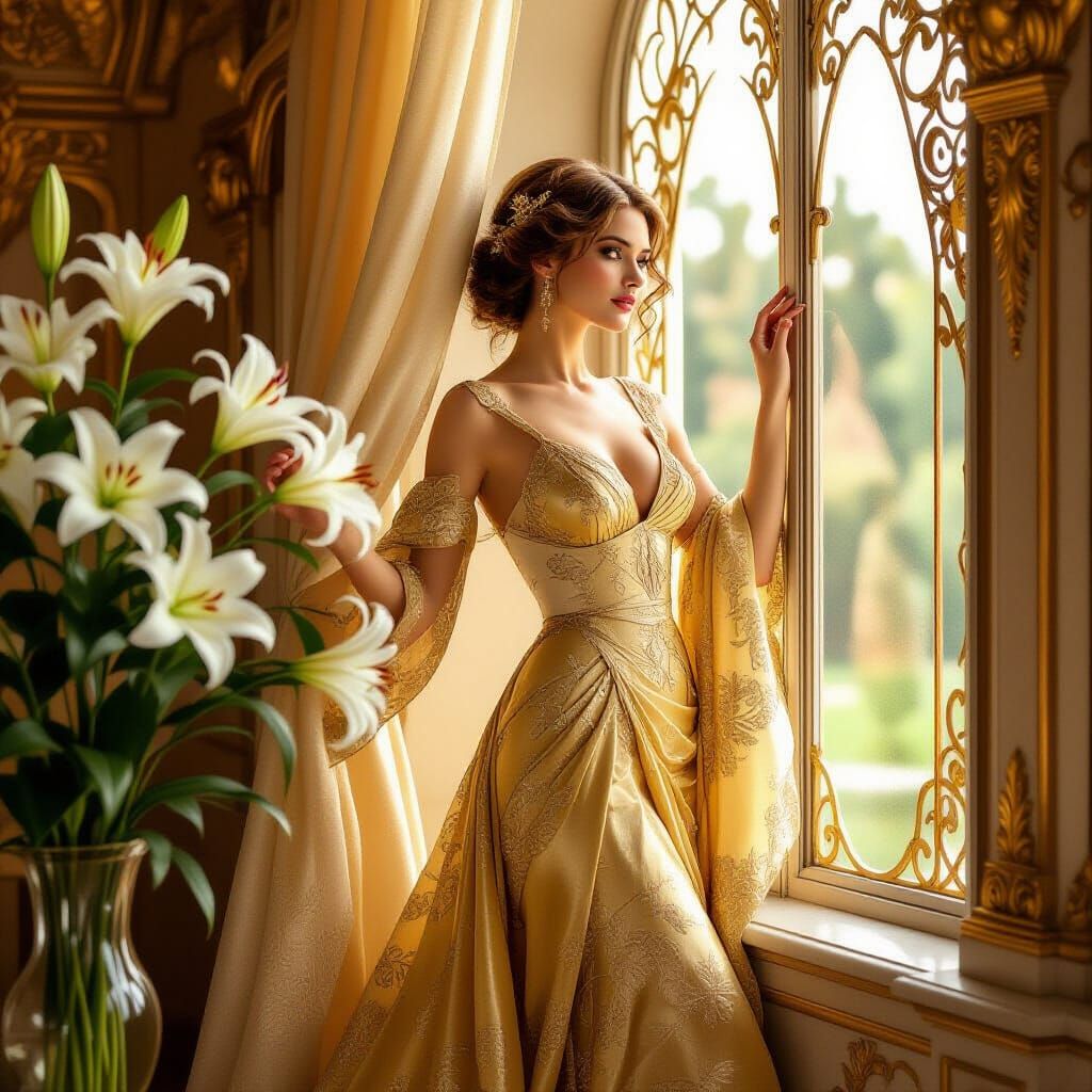 Elegant Woman in Art Nouveau Interior