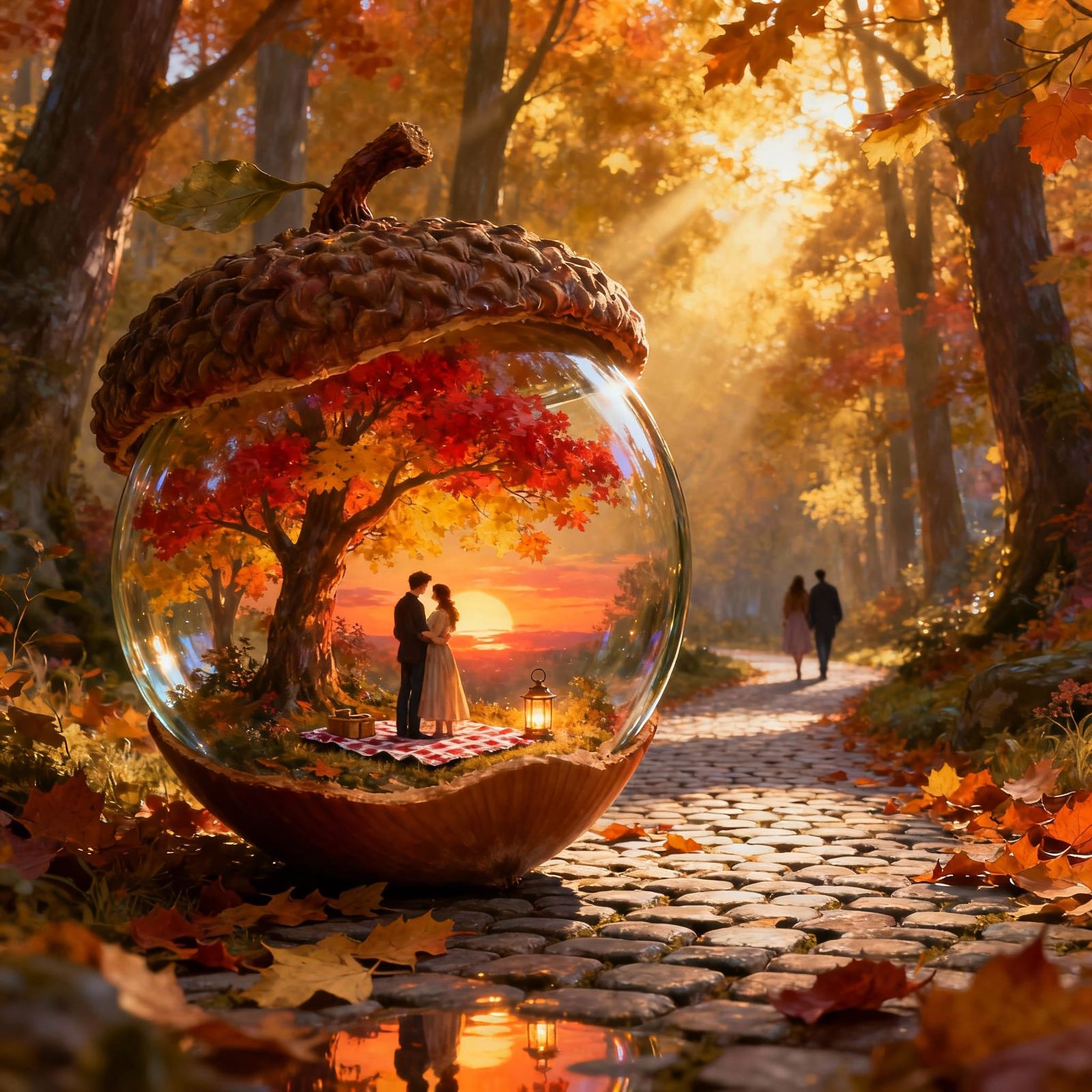 Magical Autumn Forest with Acorn Terrarium