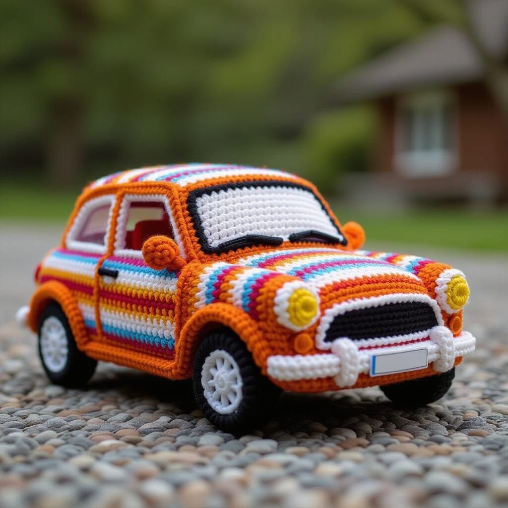 Car Crafted from Crochet Yarn