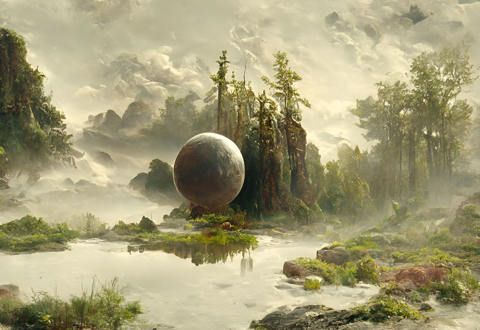 Surreal Alien Landscape with Glowing Flora, Sci-Fi Fantasy