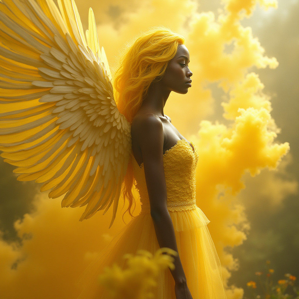 Ethereal Woman with Wings in Dreamlike Fantasy