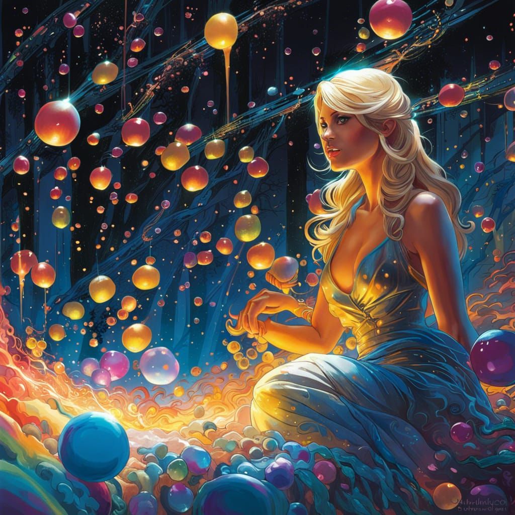 Magical Bath with Bioluminescent Bubbles