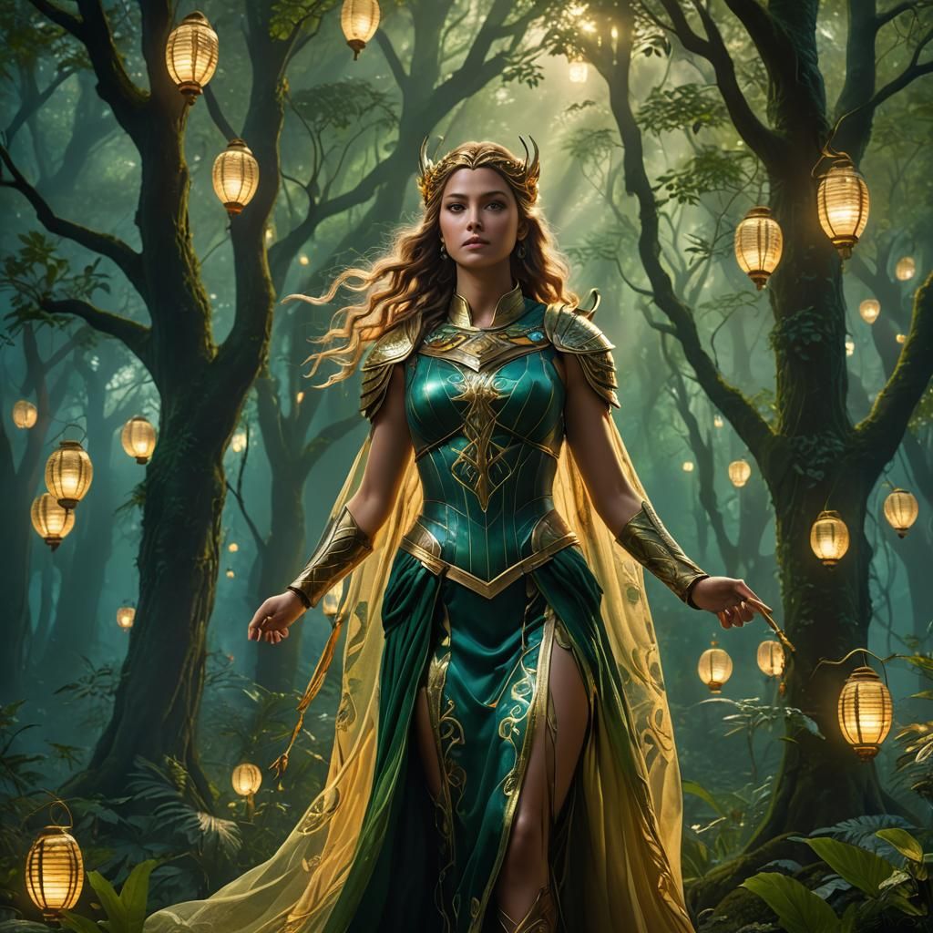 Artemis in Mythic Realism Forest