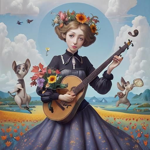 Dreamlike Utopia: Surrealist Oil Painting of Anthropomorphic...