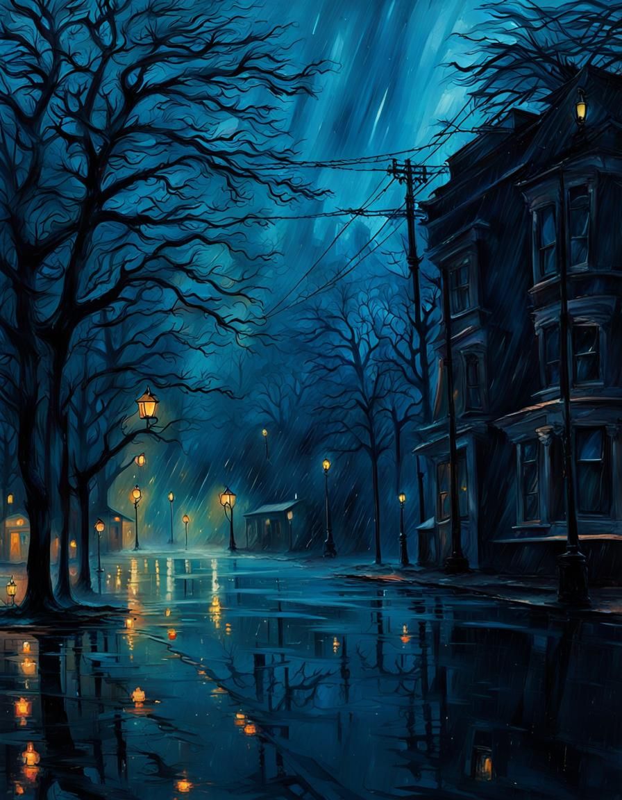 Rainy Day Melancholy: An 80s Pop Art Impression