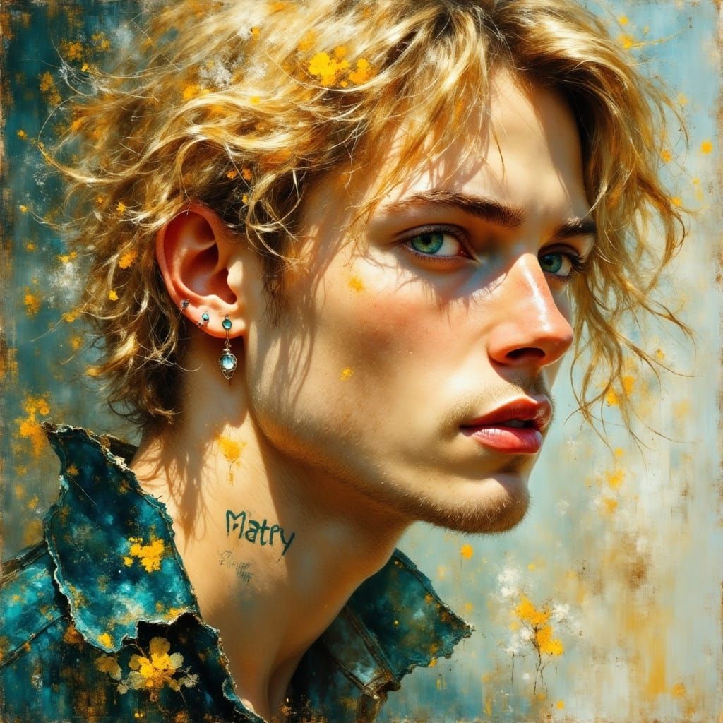 Ethereal Blond-Haired Man in Impressionist Style