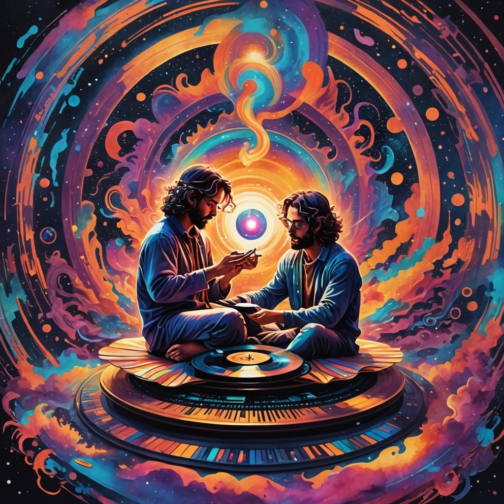 Holographic Cosmic Art: Vinyl Record Dissolving