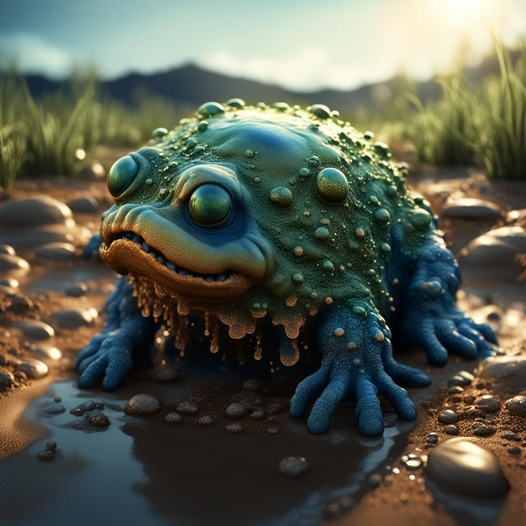 Fantastical Clay Blob Creature in Matte Painting Style