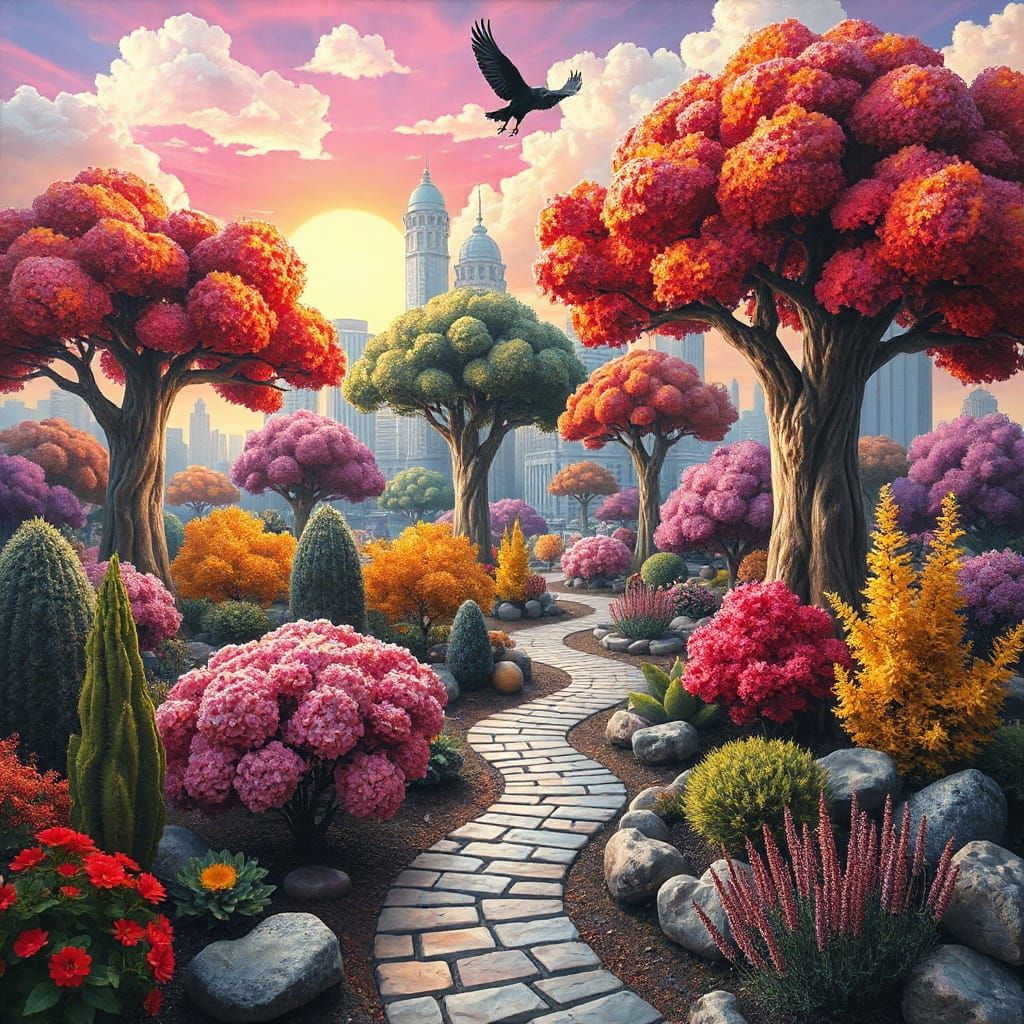 Atompunk Metropolis in Trompe L'oeil Style