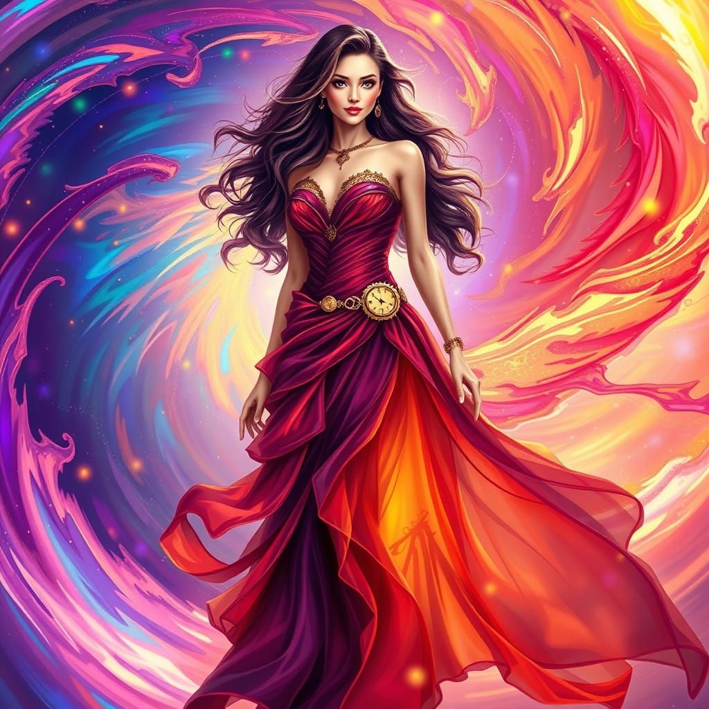 Cosmic Goddess in Victorian Steampunk Splendor