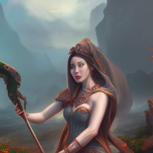 Detailed Fantasy Portrait in Deep Color
