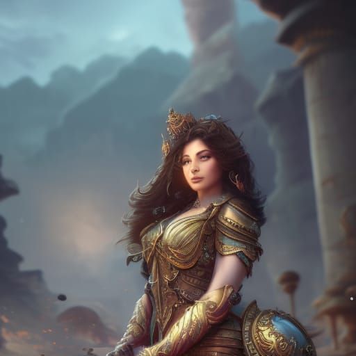Fantasy Lady, Detailed Matte Painting in Deep Color