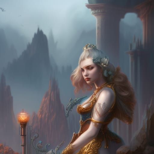 Fantasy Lady: Detailed Matte Painting in 8K
