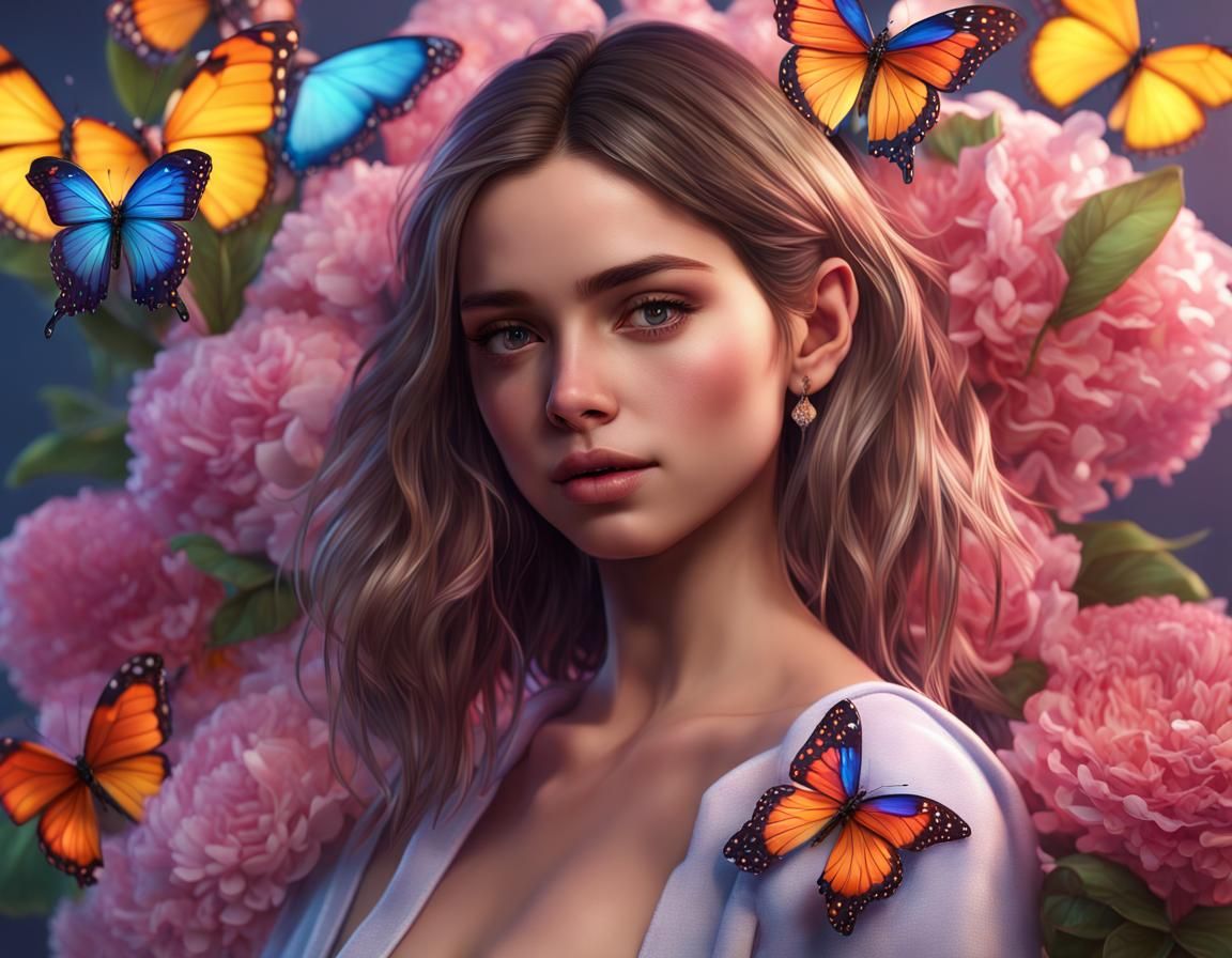 Ana de Armas Portrait in Lisa Frank Style