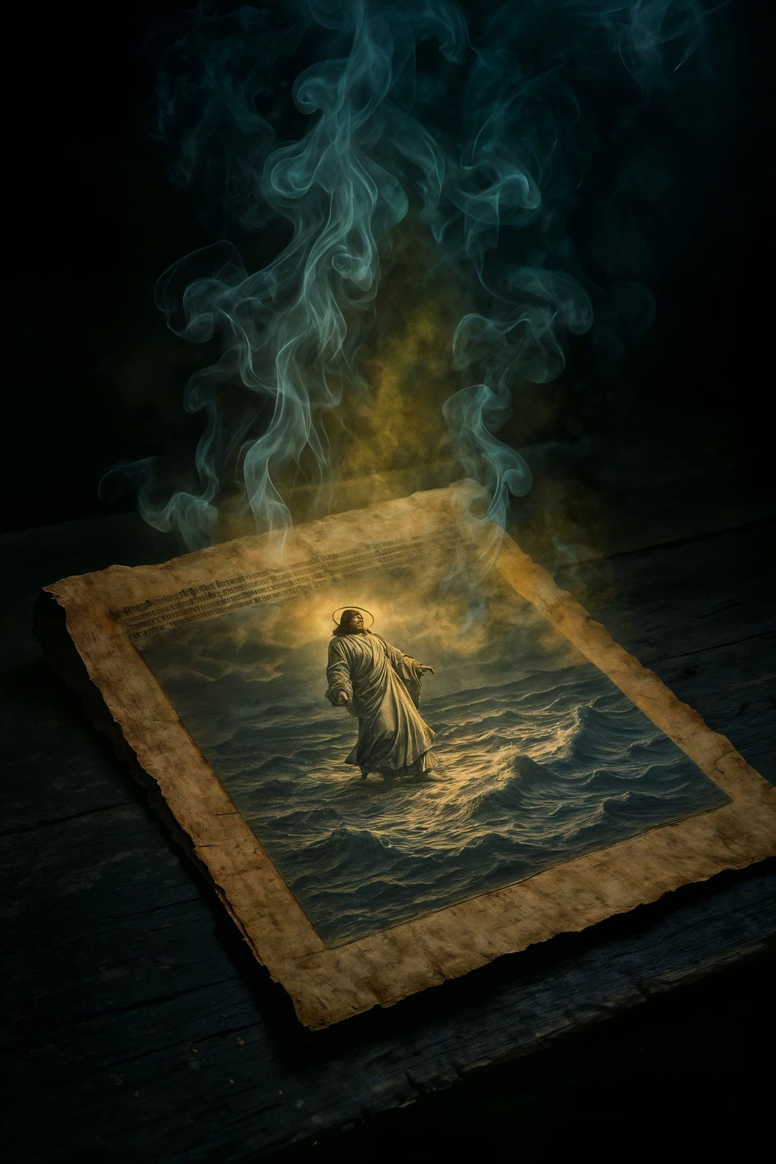 Ancient Manuscript: Christ Walking on Water