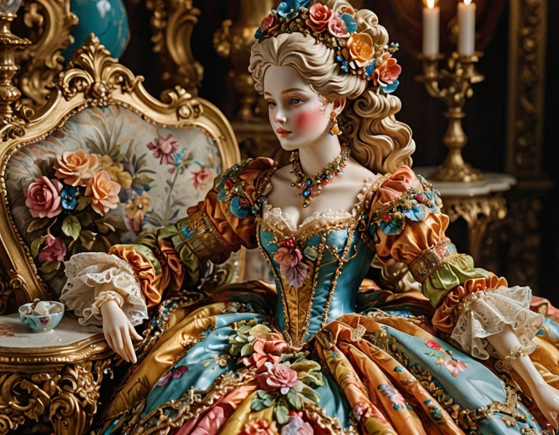 Rococo Porcelain Figurine of Woman on Bed