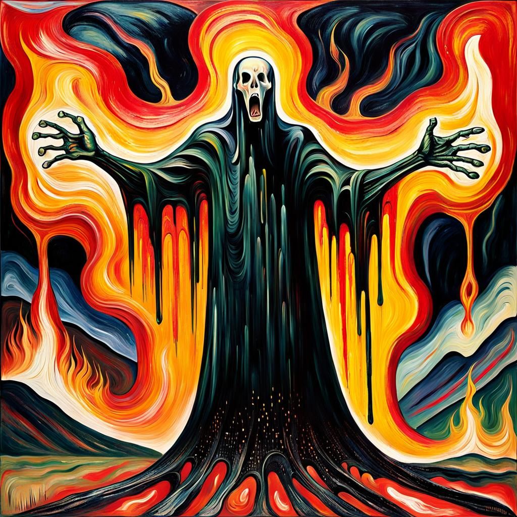 Tormented Fire Wraith Screaming in Hell