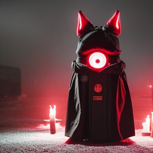 Evil Satanic Furby Preparing Sacrifice: Occult Horror Art