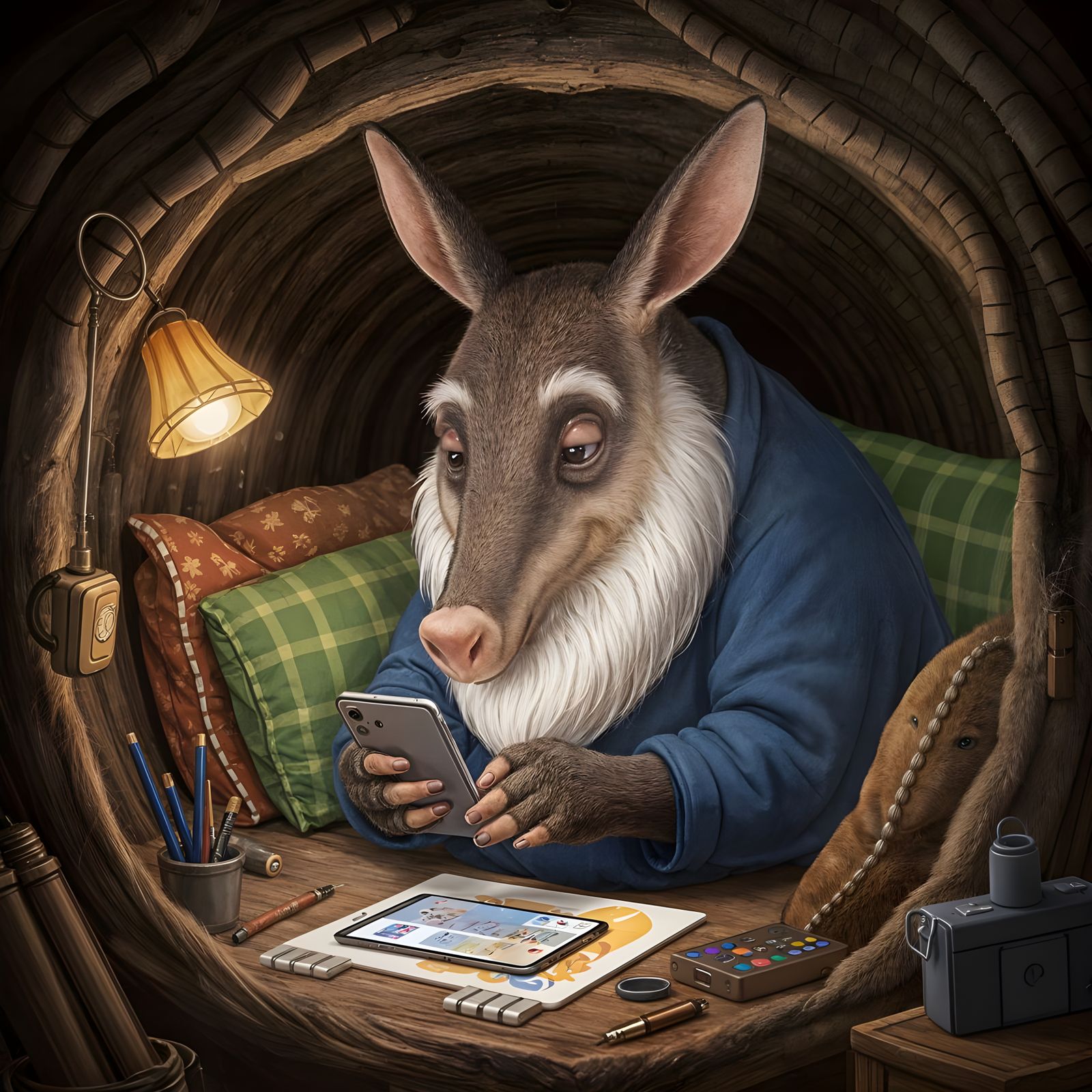 Aardvark Creates AI Art in Cozy Underground Den