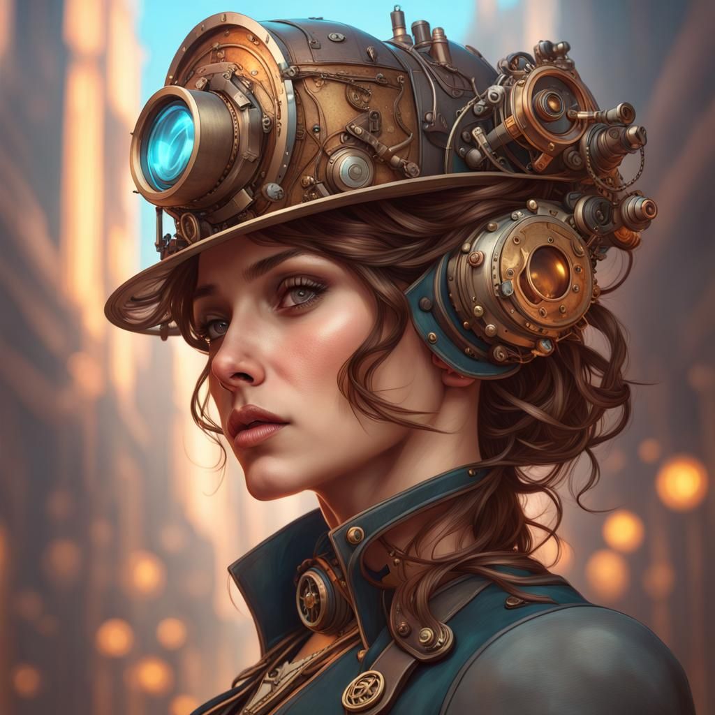 Steampunk Portrait in Hyperdetailed Lighting