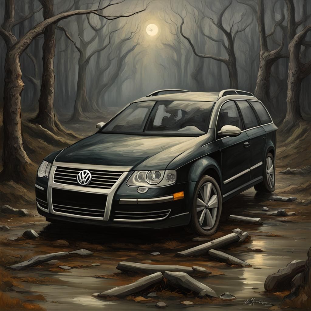 vw passat b6 in woods