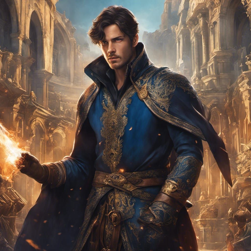 Young Warlock Portrait in Medieval Town, Detailed Digital Ar...