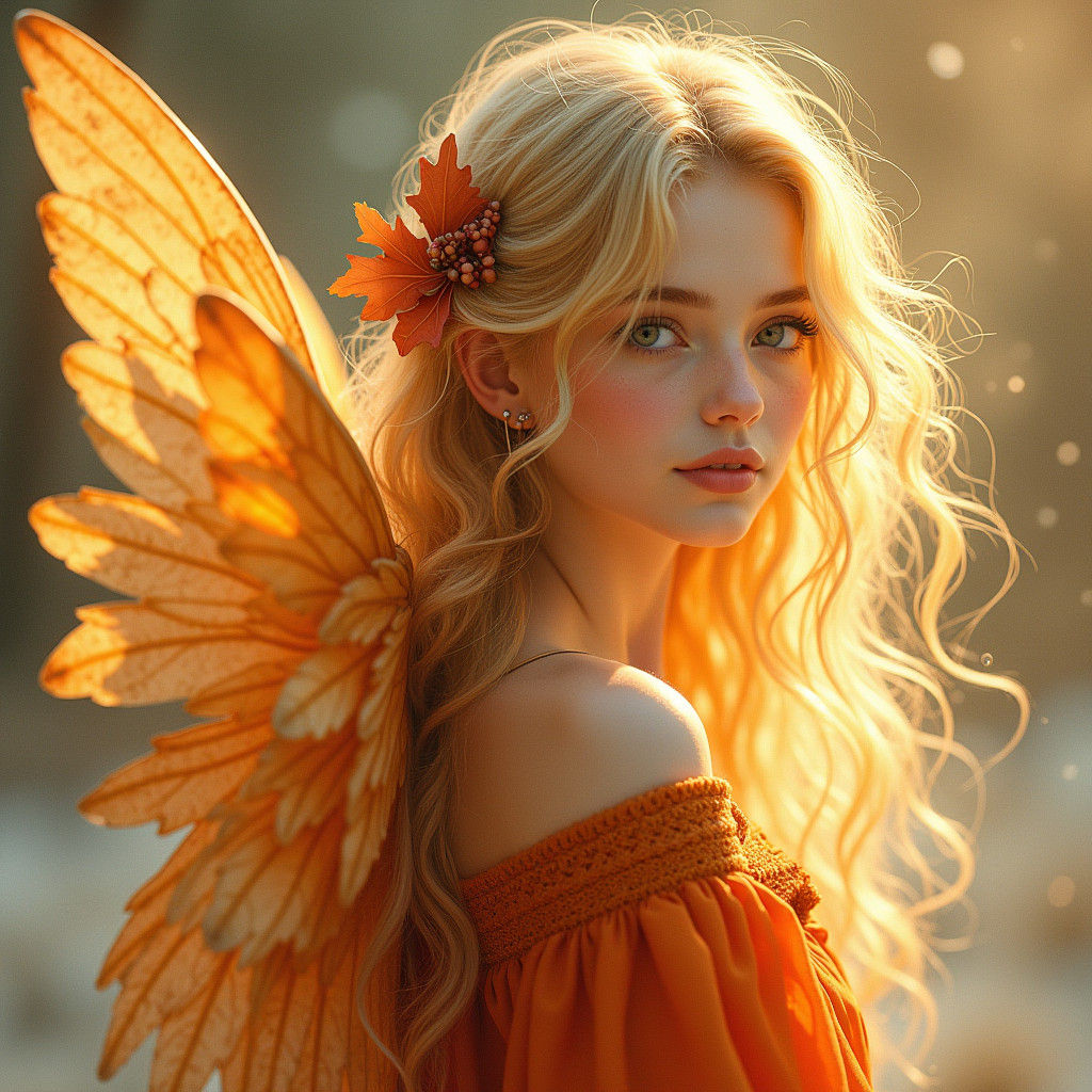 Autumn Angel in Airbrush Alcoholic Ink Style