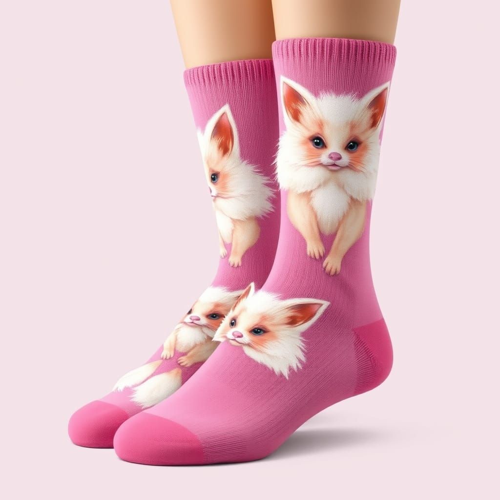 Pink Ninetales Socks in Tonalist Style