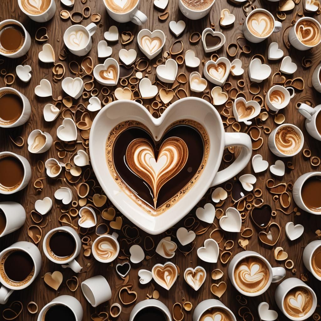 Whimsical Coffee Heart in Golden Light