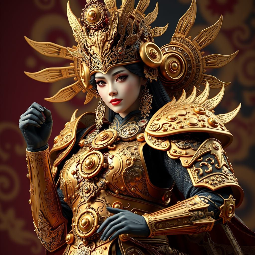 Steampunk Joseon Queen in Ornate Armor