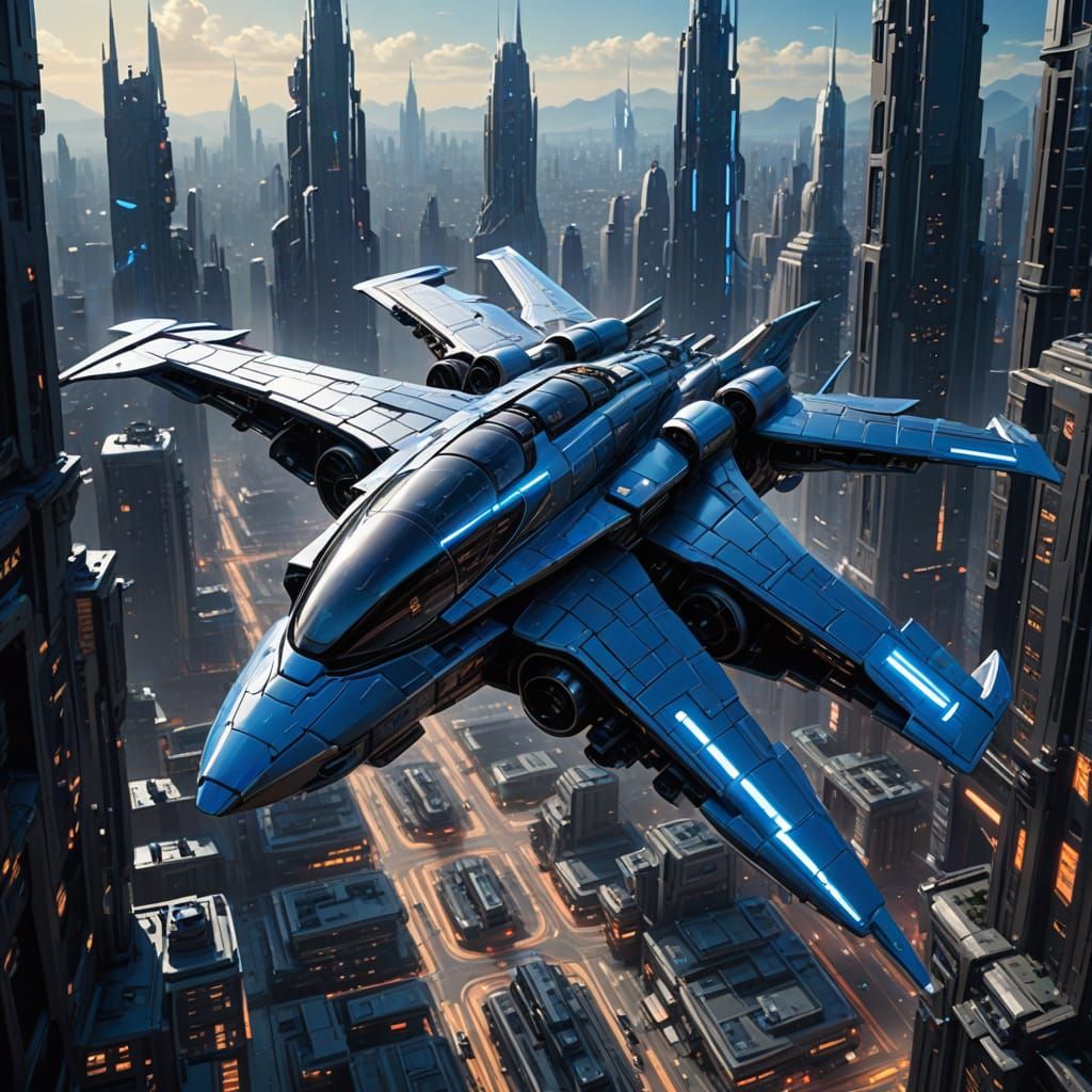 Futuristic Dragon Drone in Galactic Republic Cityscape