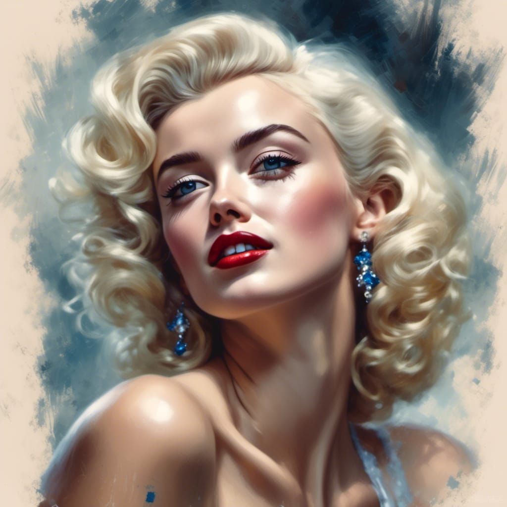 Classic Marilyn Monroe Portrait Enhanced by AI