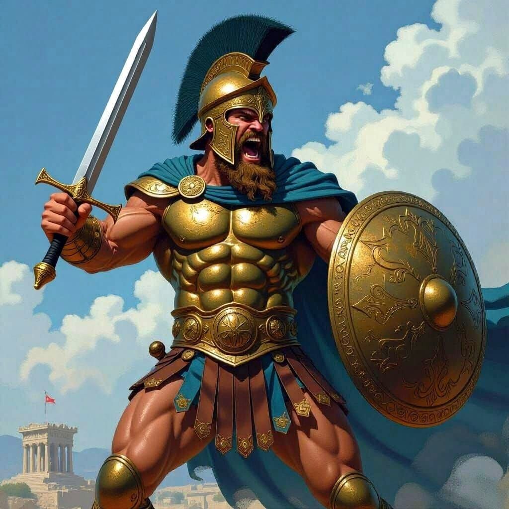 Ares, Greek God of War in Bronze Armor