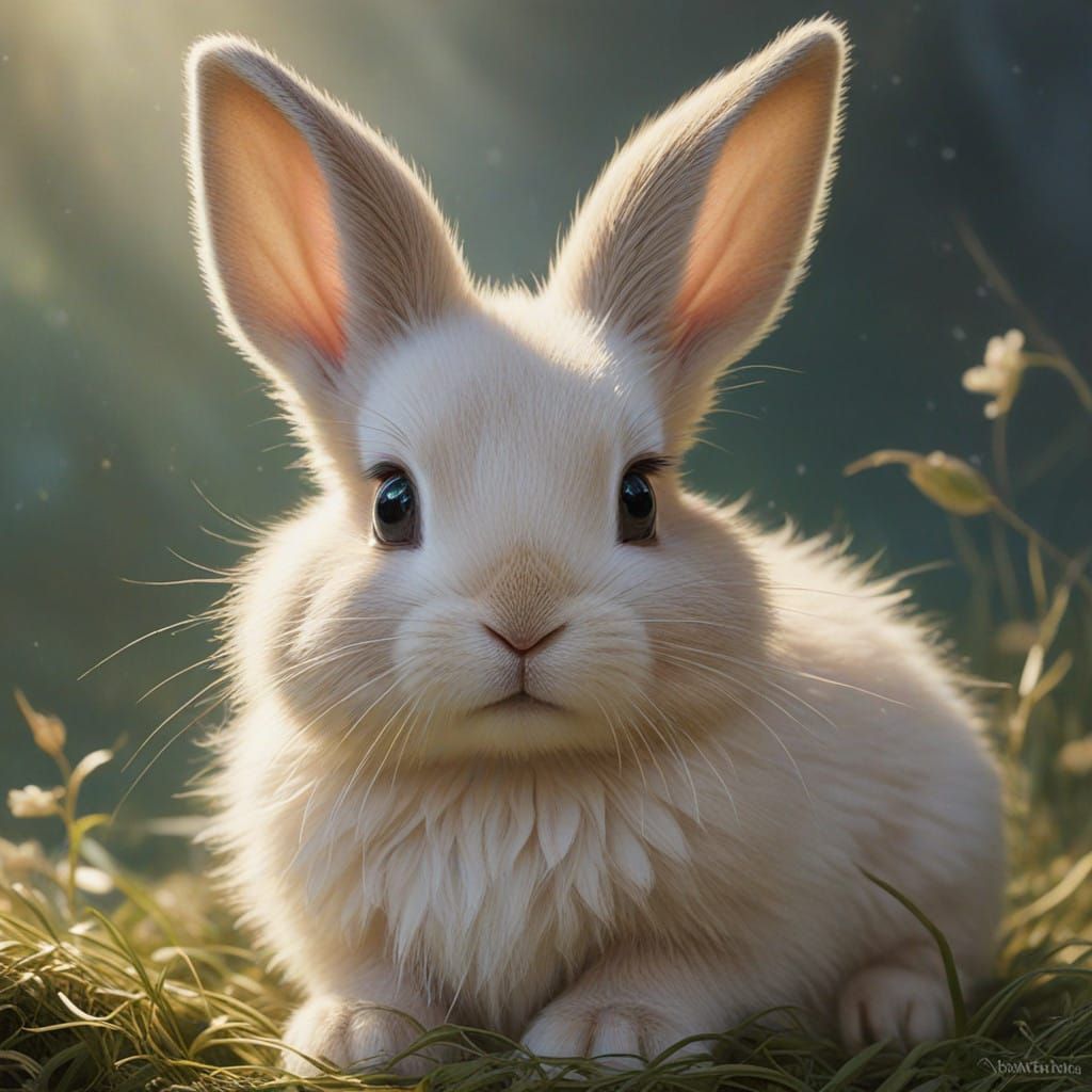 Whimsical Baby Bunny Enters Dreamy Fantasy Realm