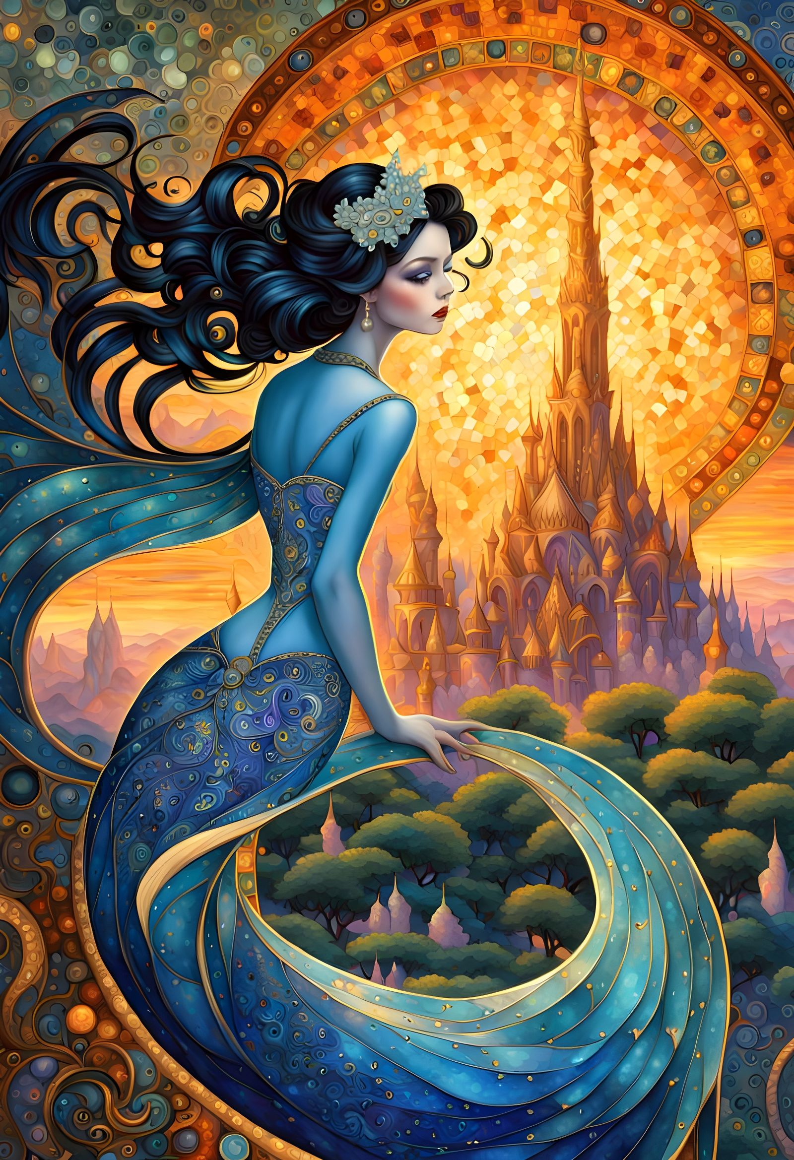 Majestic Mosaic Monster in Vibrant Baroque Style