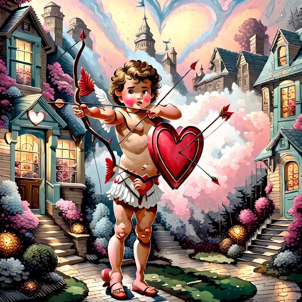 Cupid's Arrow: Ethereal Fantasy Scene